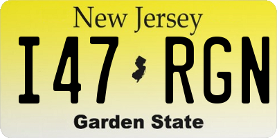 NJ license plate I47RGN