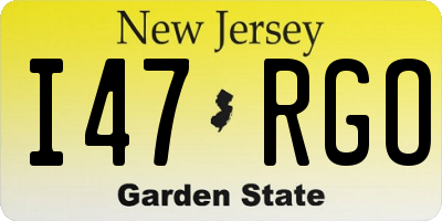 NJ license plate I47RGO