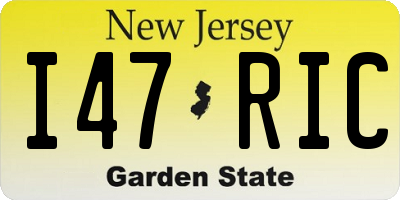 NJ license plate I47RIC