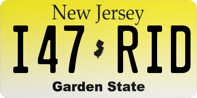 NJ license plate I47RID