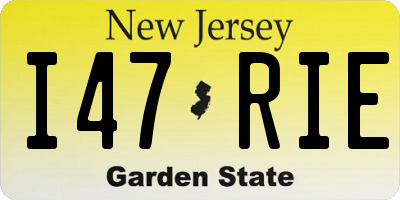 NJ license plate I47RIE