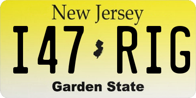 NJ license plate I47RIG