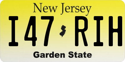 NJ license plate I47RIH