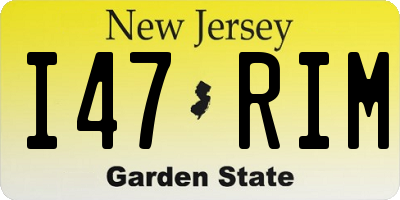 NJ license plate I47RIM