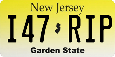 NJ license plate I47RIP