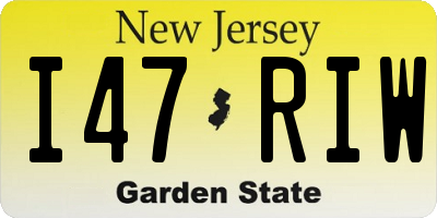NJ license plate I47RIW