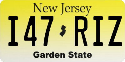 NJ license plate I47RIZ