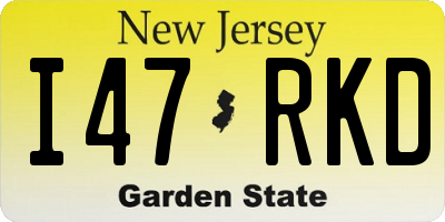 NJ license plate I47RKD