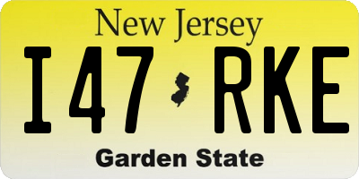 NJ license plate I47RKE
