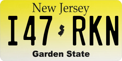 NJ license plate I47RKN
