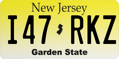 NJ license plate I47RKZ
