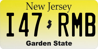 NJ license plate I47RMB