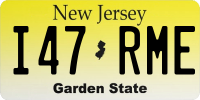 NJ license plate I47RME