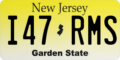 NJ license plate I47RMS