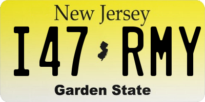 NJ license plate I47RMY