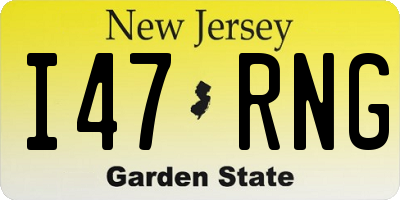 NJ license plate I47RNG