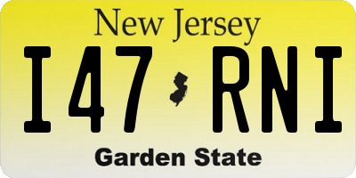 NJ license plate I47RNI