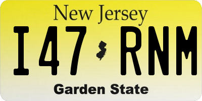 NJ license plate I47RNM