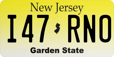 NJ license plate I47RNO