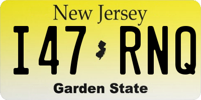 NJ license plate I47RNQ