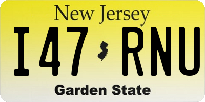 NJ license plate I47RNU