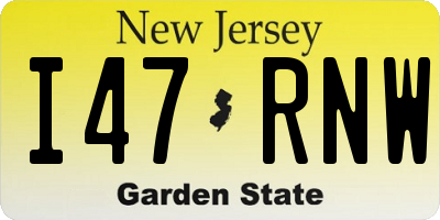 NJ license plate I47RNW