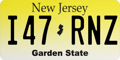 NJ license plate I47RNZ