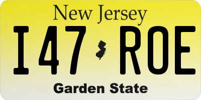 NJ license plate I47ROE