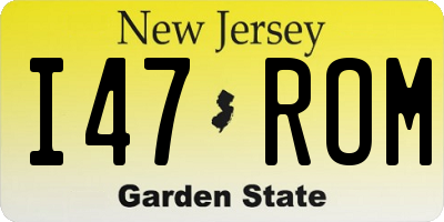 NJ license plate I47ROM