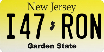 NJ license plate I47RON