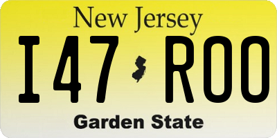 NJ license plate I47ROO