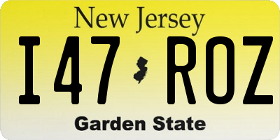 NJ license plate I47ROZ