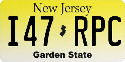 NJ license plate I47RPC