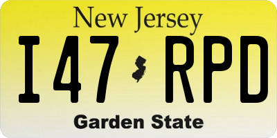NJ license plate I47RPD