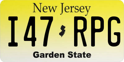 NJ license plate I47RPG