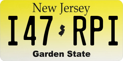 NJ license plate I47RPI