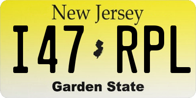 NJ license plate I47RPL