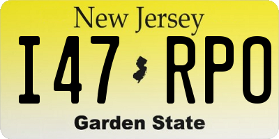NJ license plate I47RPO