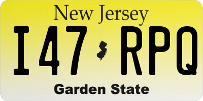 NJ license plate I47RPQ
