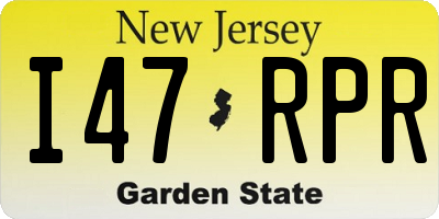 NJ license plate I47RPR