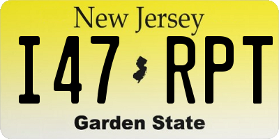 NJ license plate I47RPT