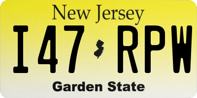NJ license plate I47RPW