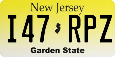 NJ license plate I47RPZ