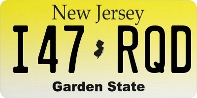 NJ license plate I47RQD