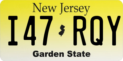 NJ license plate I47RQY