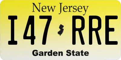 NJ license plate I47RRE