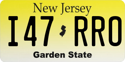 NJ license plate I47RRO