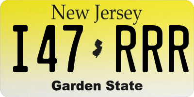 NJ license plate I47RRR