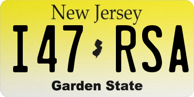 NJ license plate I47RSA