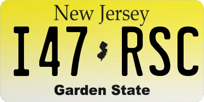 NJ license plate I47RSC